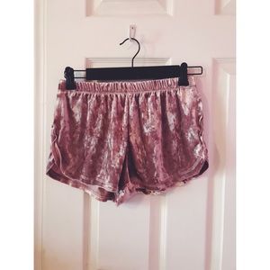 Pink velvet shorts